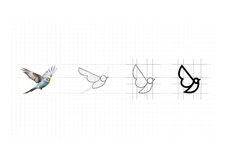 How the BudGrey bird mark was built from a sketch