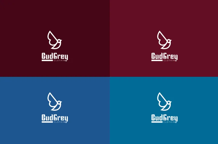 BudGrey logo on four brand colours
