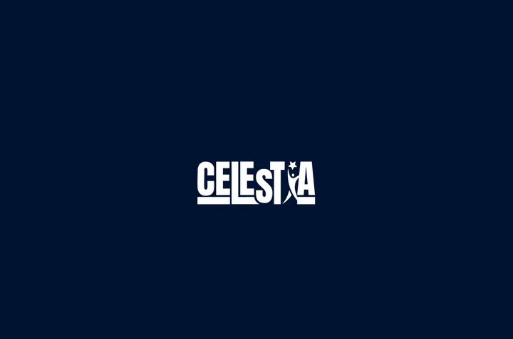 Celestia wordmark on navy