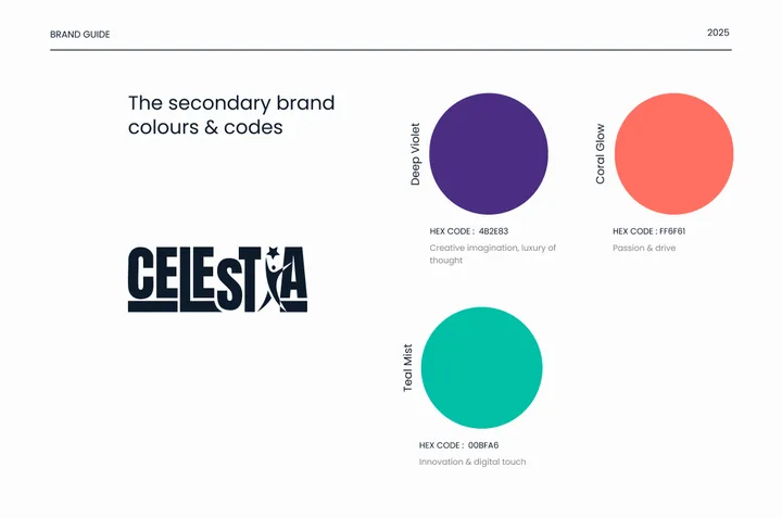 Celestia secondary brand colours with codes