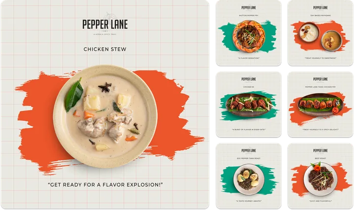 Pepper Lane chicken stew post beside a grid of dish posts