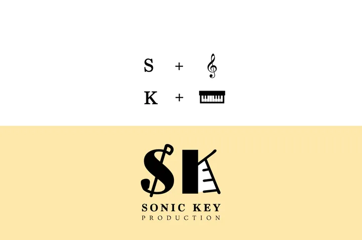 How the Sonic Key logo combines a clef and piano keys