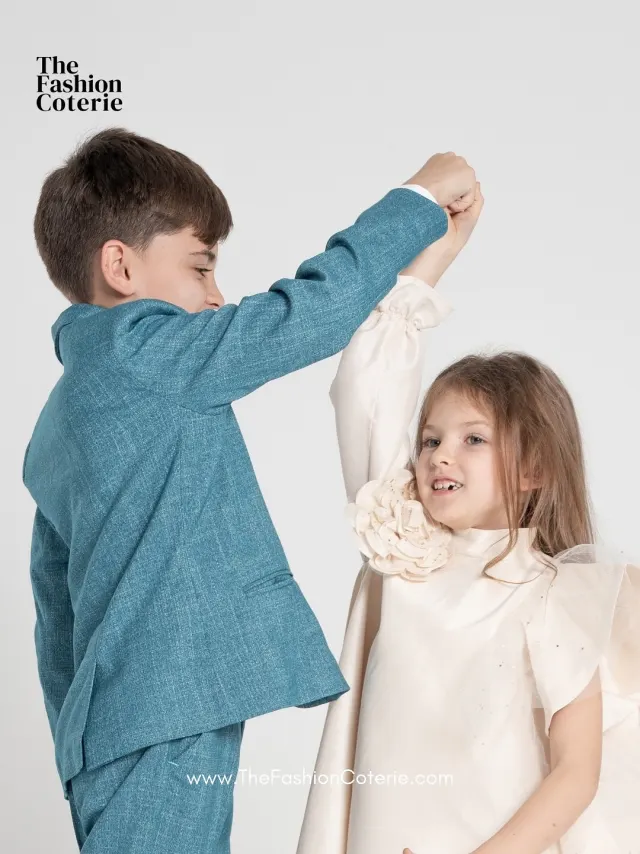 Two children modelling a kidswear collection, fashion photography for The Fashion Coterie